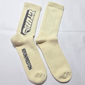 NWT Heron Preston Off White Gray Cotton Long Socks Sz M